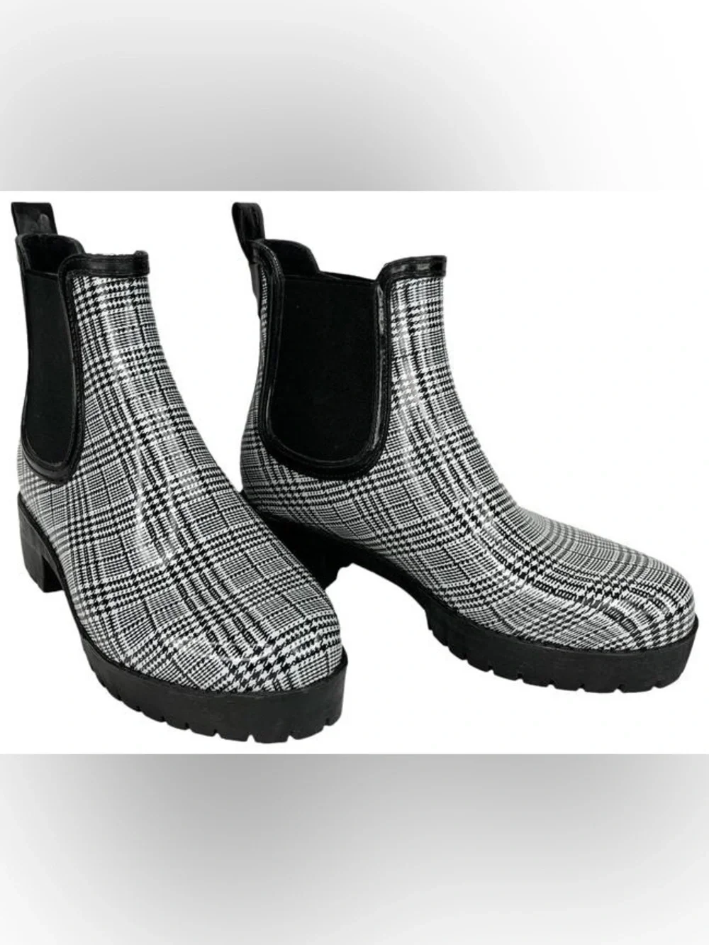 Jeffrey Campbell Chelsea Plaid Ankle Rain Boots Size 8